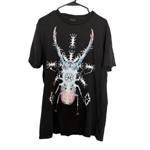 Marcelo Burlon Mens Black Beetle Graphic T-Shirt Short Sleeve Crewneck Cotton